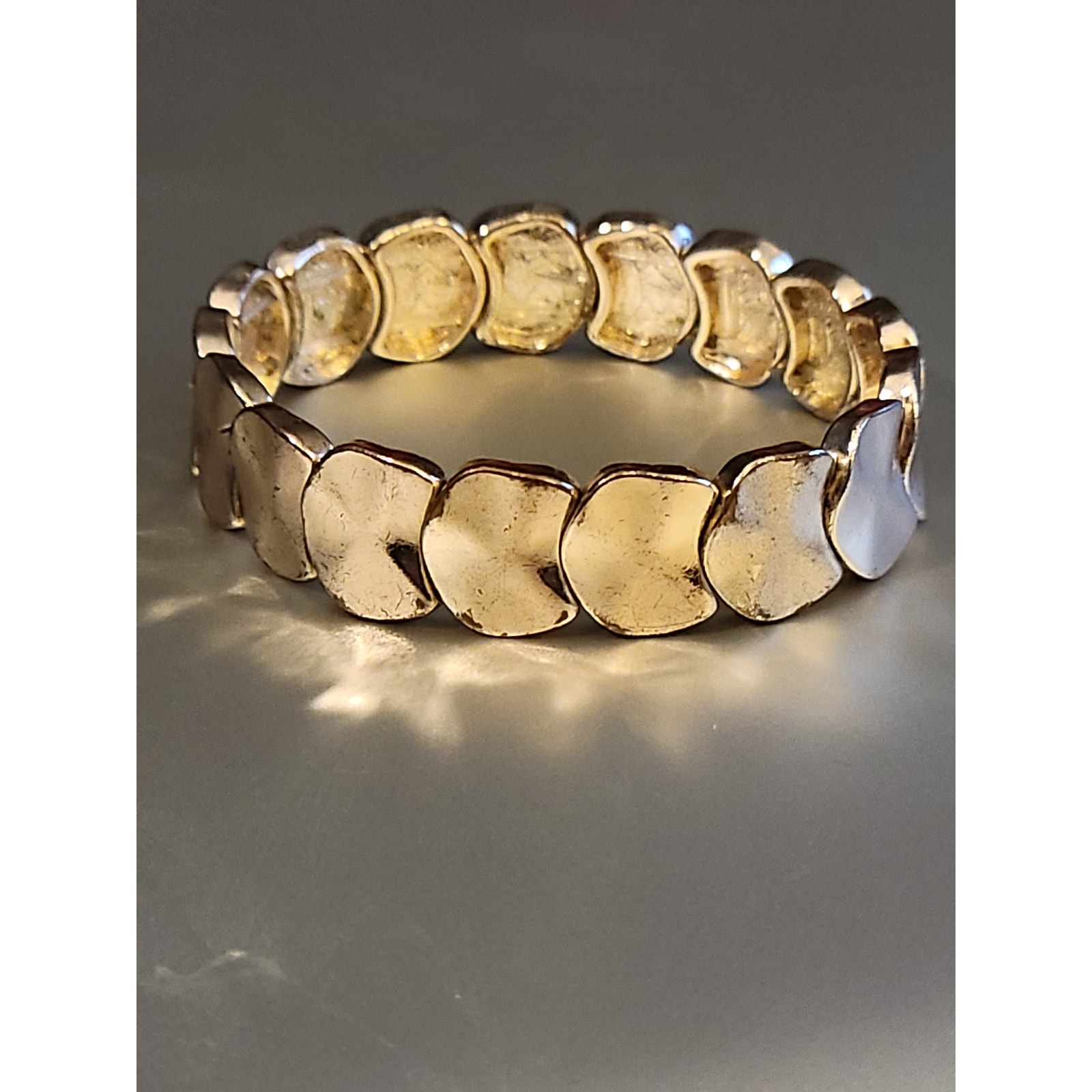 Gold Disc Stretch Bracelet, Stacking Boho Adjustable Minimalist Bracelet